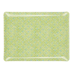 Fabric Tray Medium Batik Dots Green/Aqua