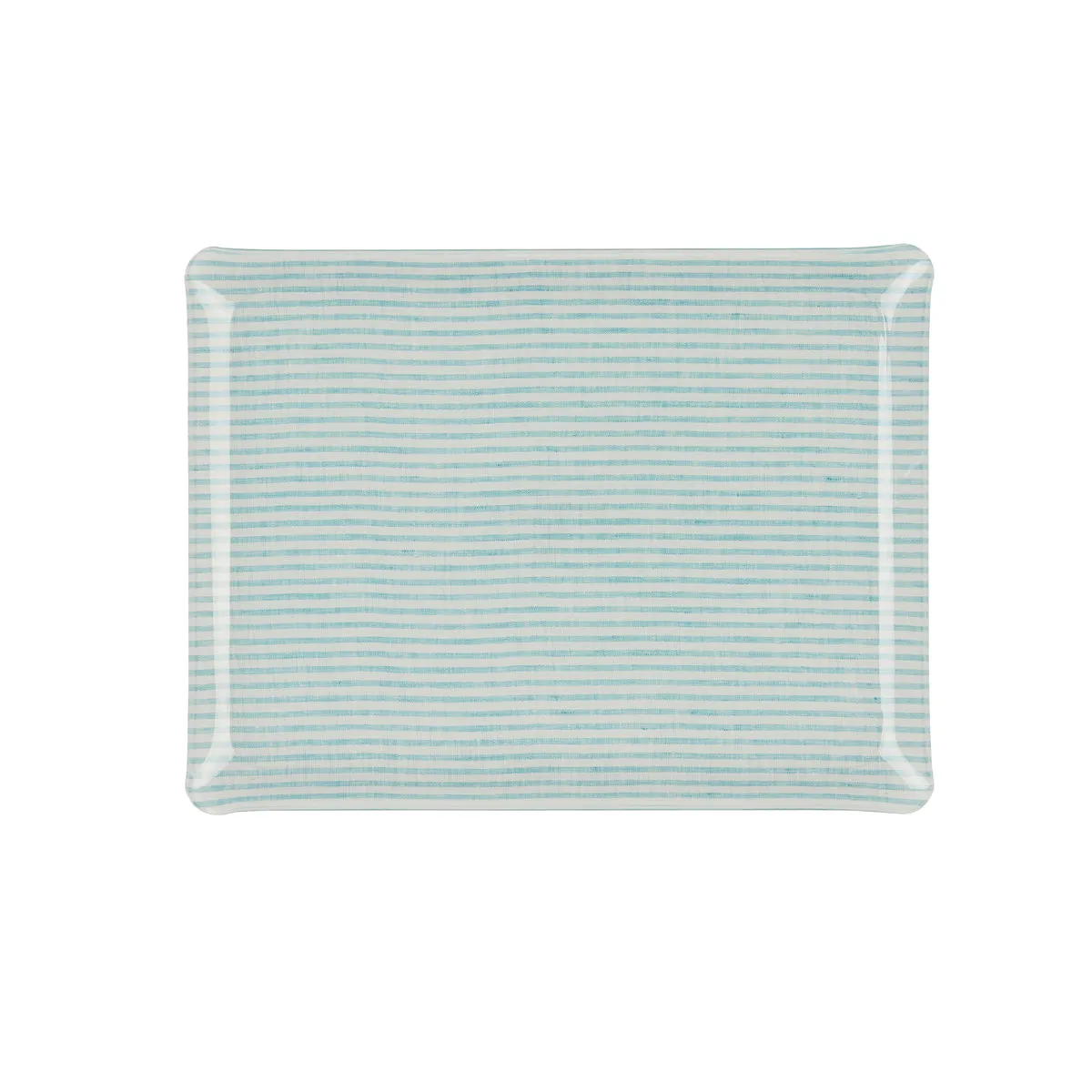 Fabric Tray Medium Stripe Aqua and White