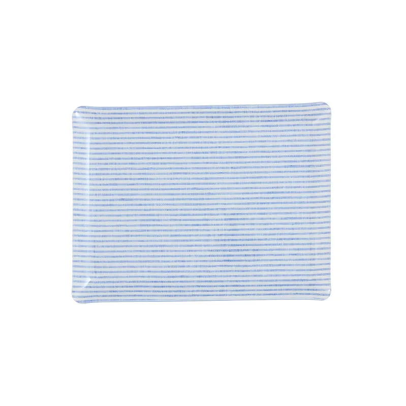 Fabric Tray Medium Stripe Blue and White