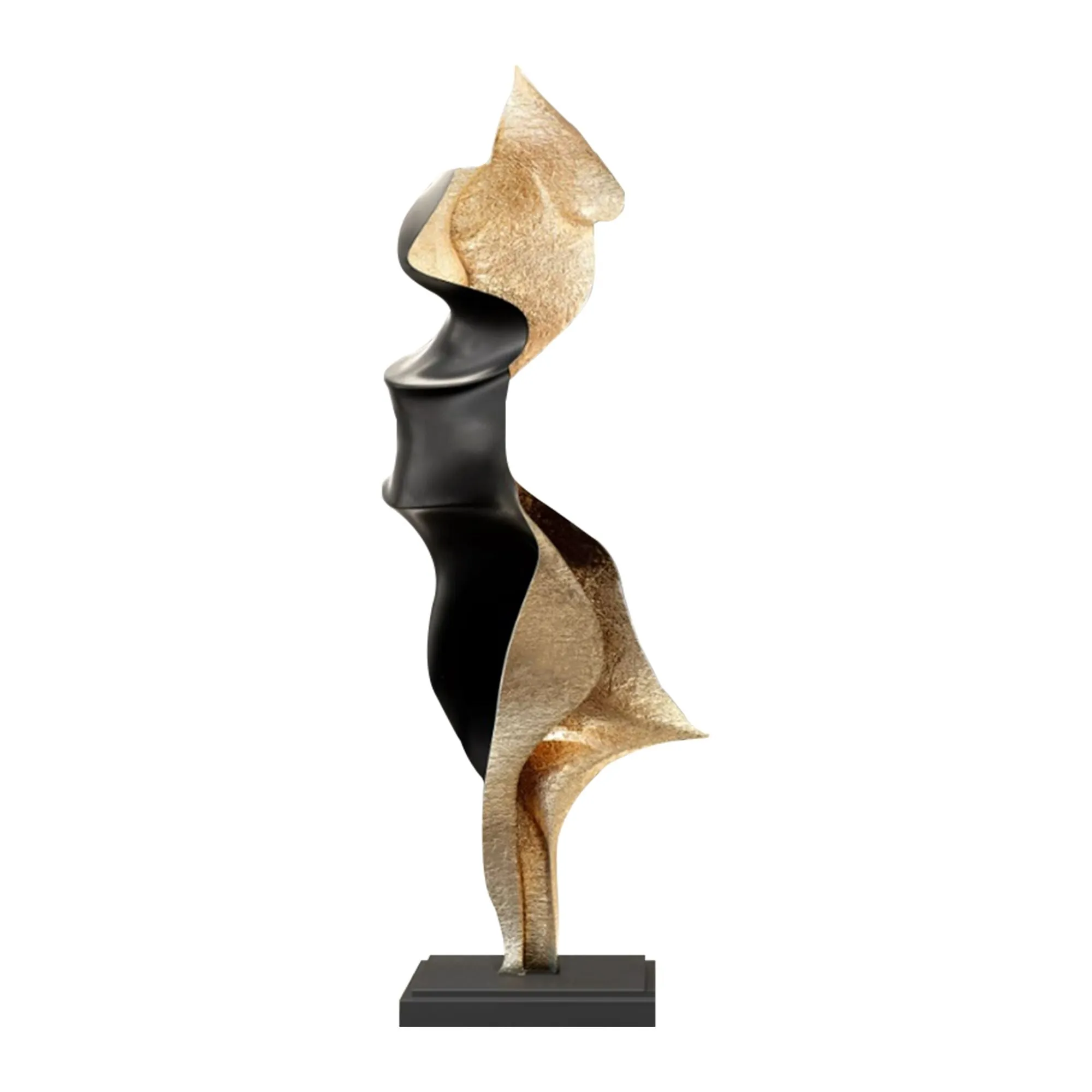 FINEST Contemporary Abstract Gold & Black Metal Sculpture FS-101