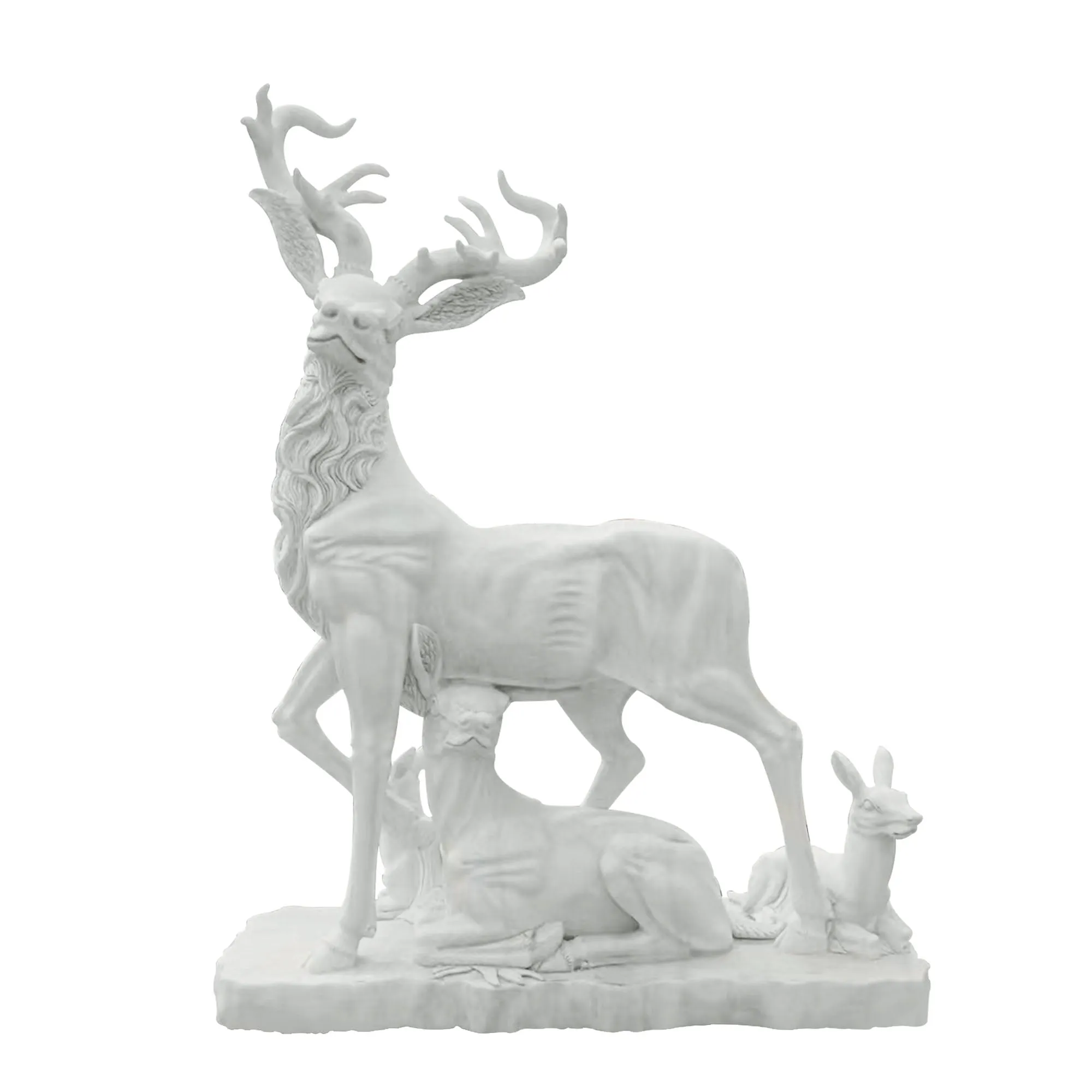 FINEST Garden Art Elk Family Stone Statue FM-030