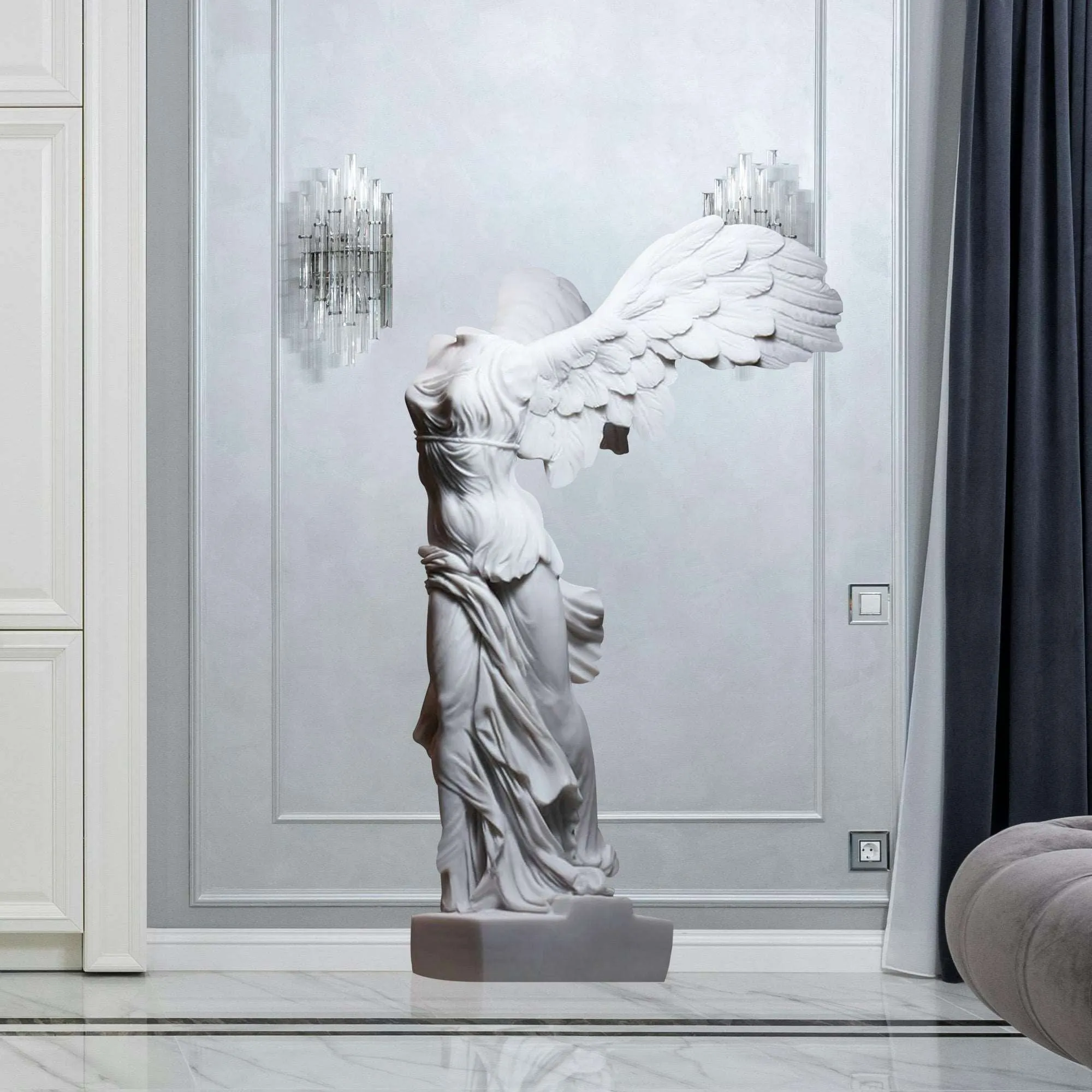 FINEST Greek Goddess Marble Statue Replica Winged Victory Statue Nike of Samothrace FM-033