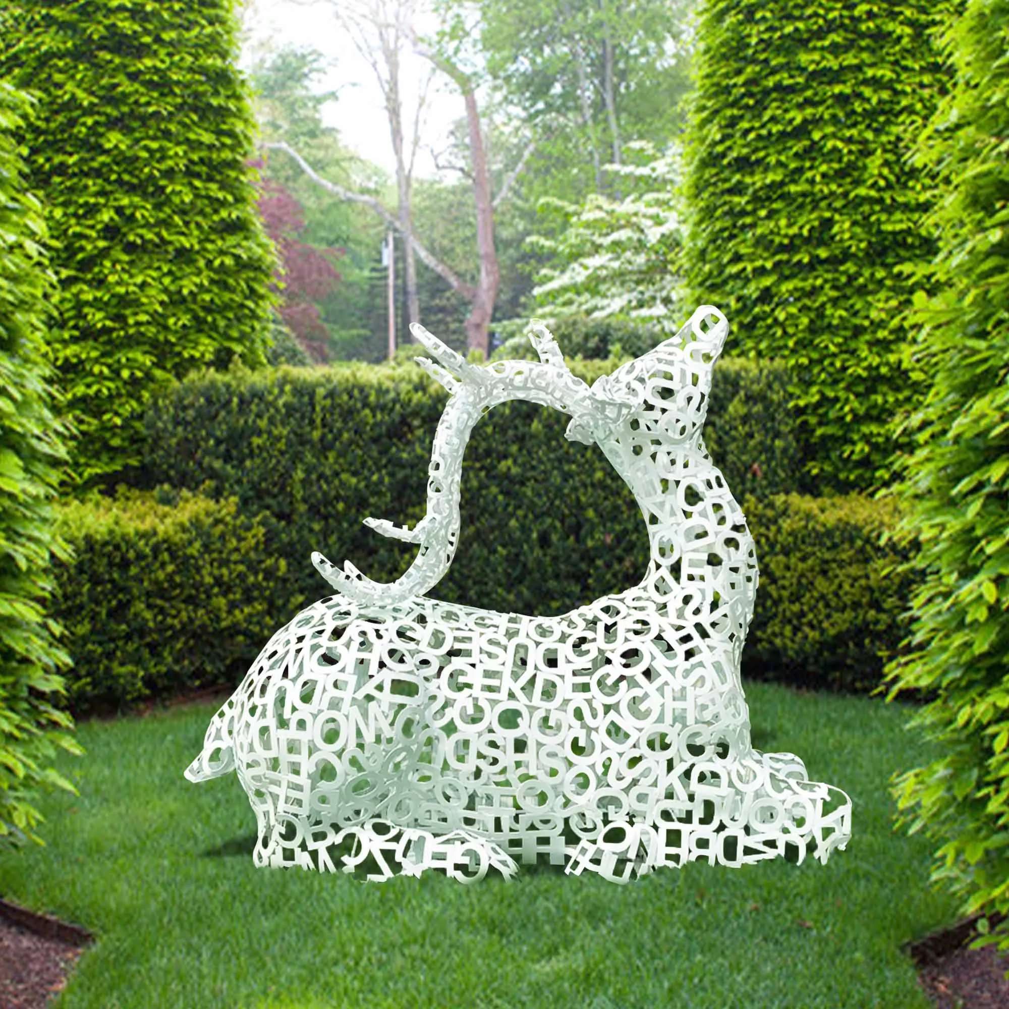 FINEST Hollow Letter White Elk Outdoor Metal Sculpture Series FS-022