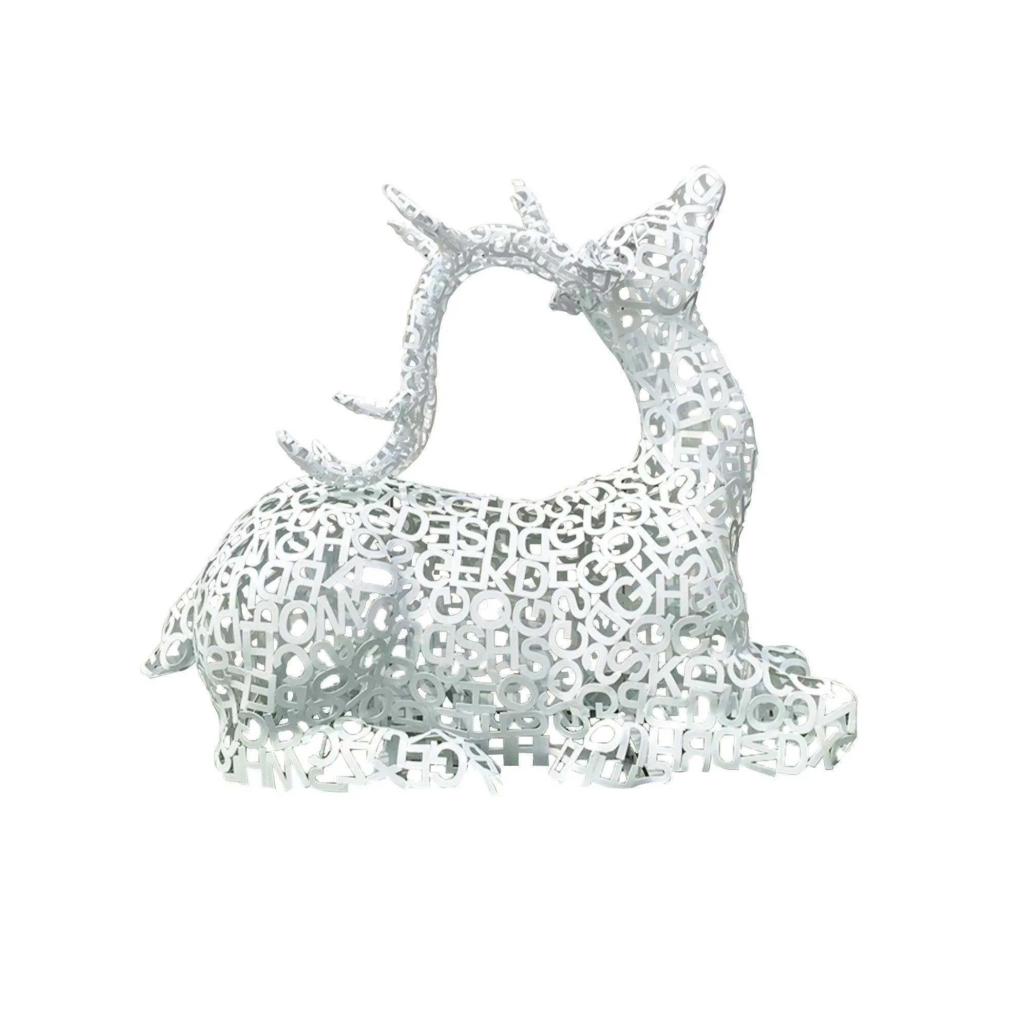 FINEST Hollow Letter White Elk Outdoor Metal Sculpture Series FS-022