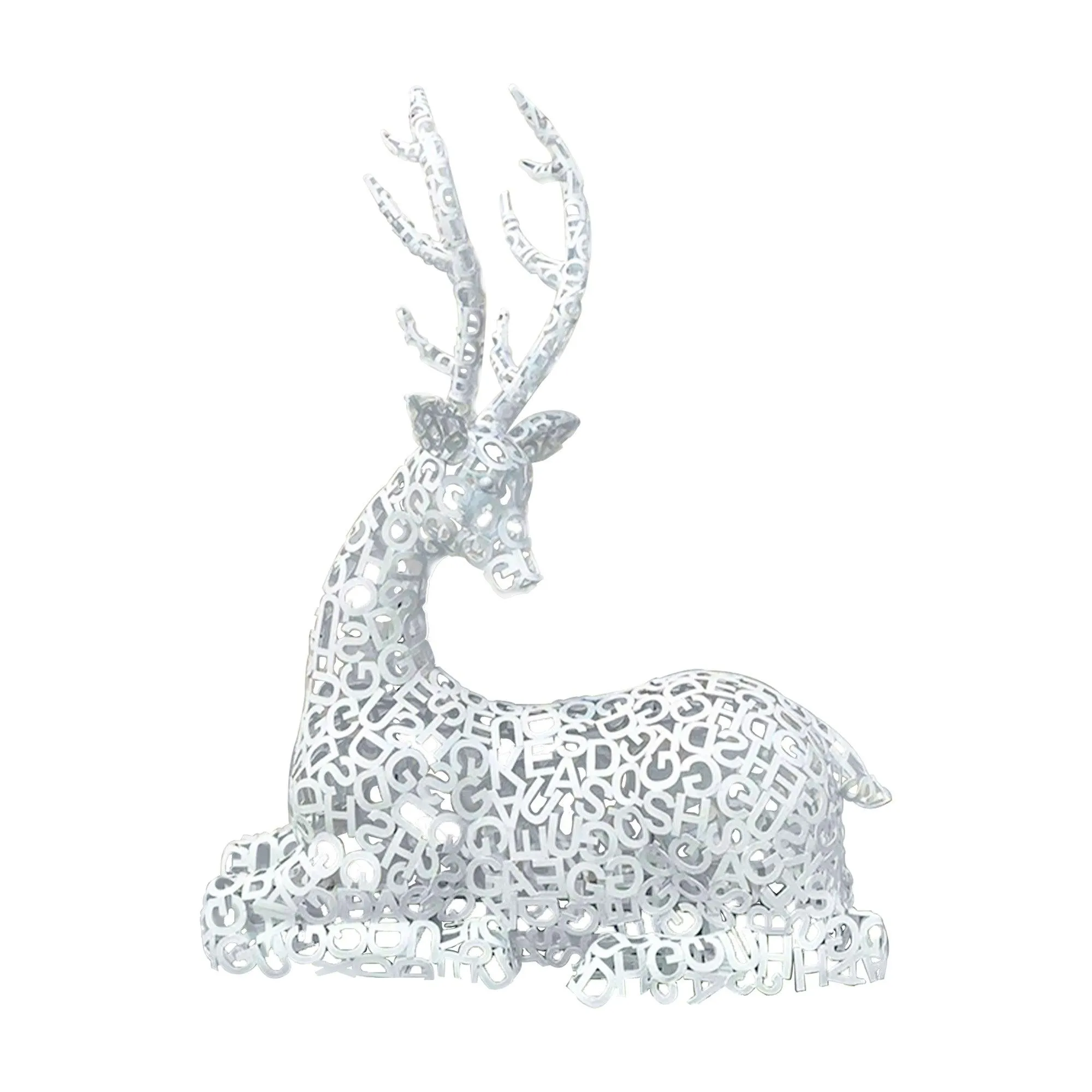 FINEST Hollow Letter White Elk Outdoor Metal Sculpture Series FS-022