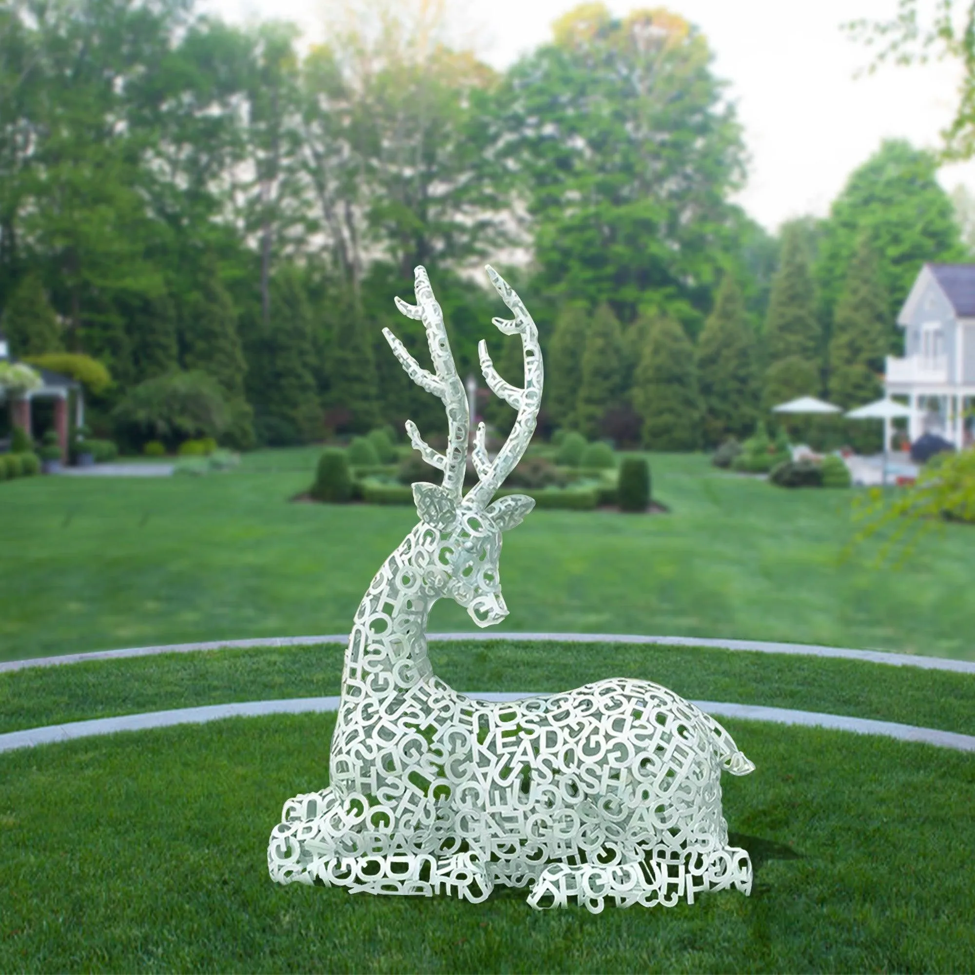 FINEST Hollow Letter White Elk Outdoor Metal Sculpture Series FS-022