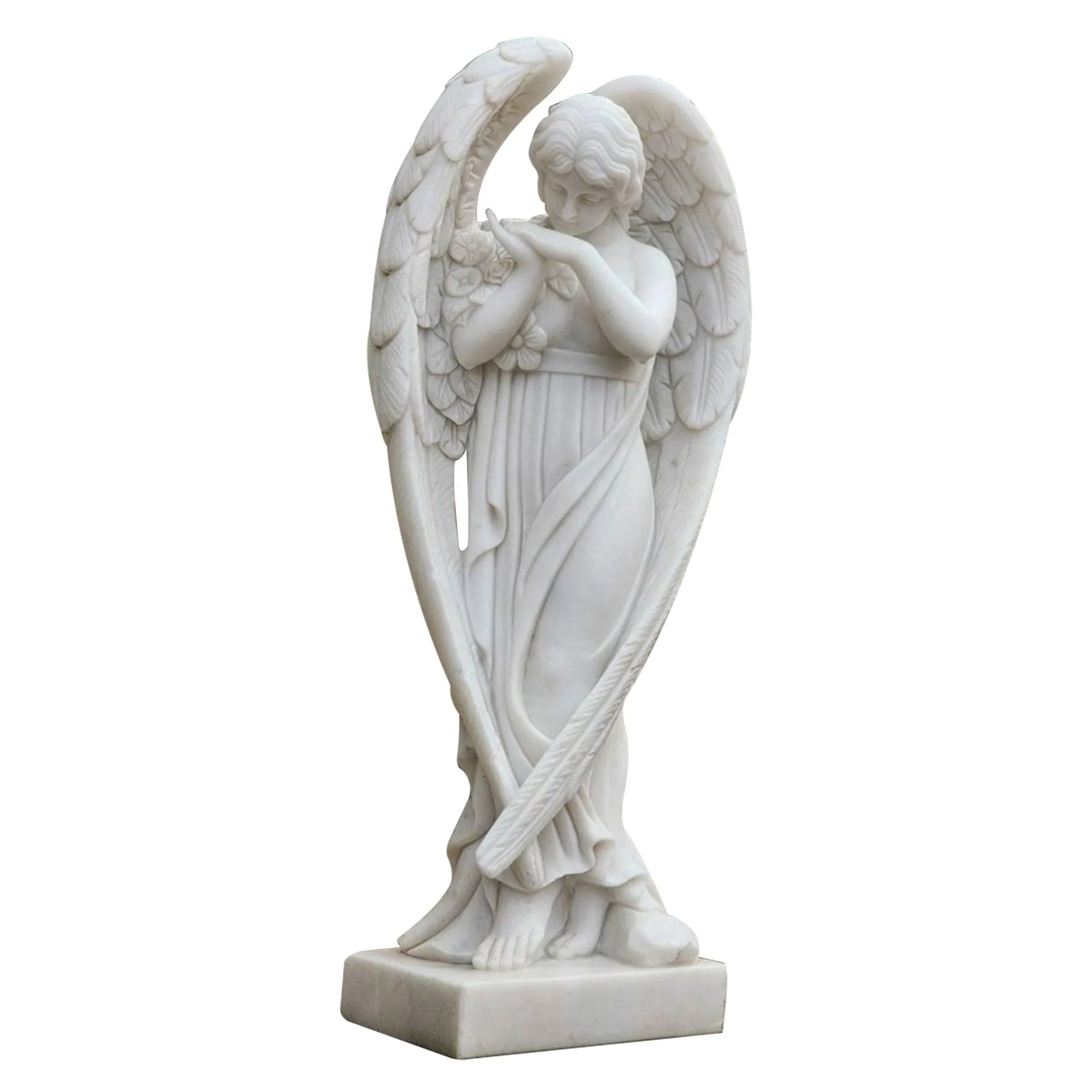 FINEST Pray White Marble Angel Statue FM-021