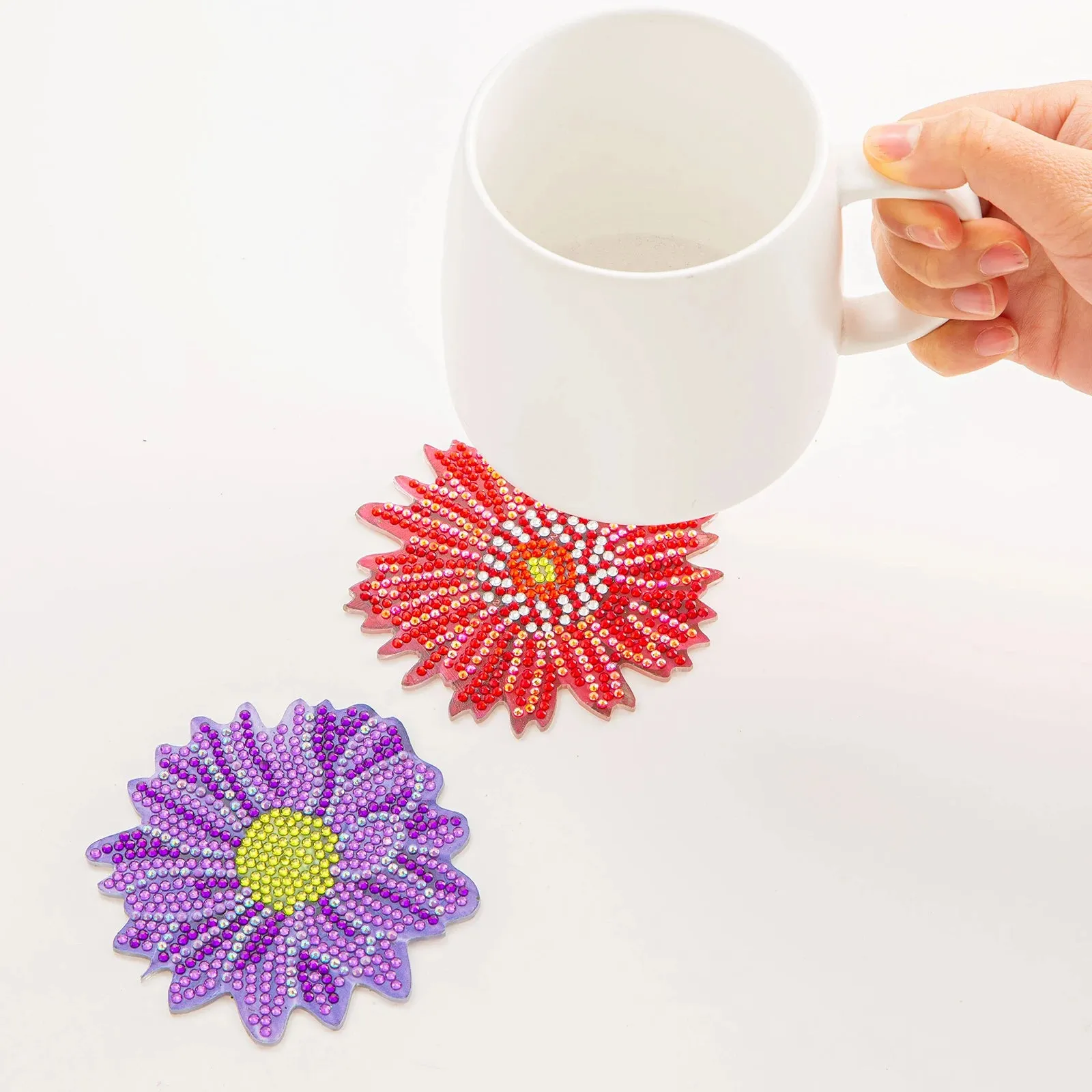 Flower Diamond Painting Coasters Kits with Holder 6pc/sets