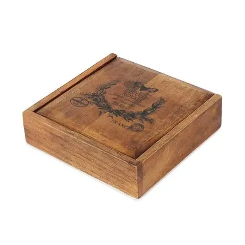 French wooden box with 4 compartments