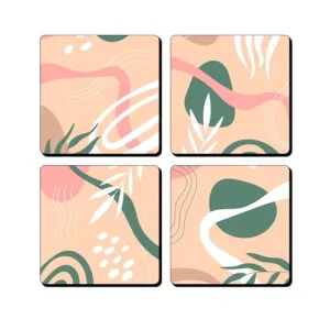 Gift Me Bazar Set of 4 Coaster for Home and Kitchen | Dining Table Decor | Square Coasters | Kitchen Decorative Items | Table Decoration | Home Decor (Design 2)