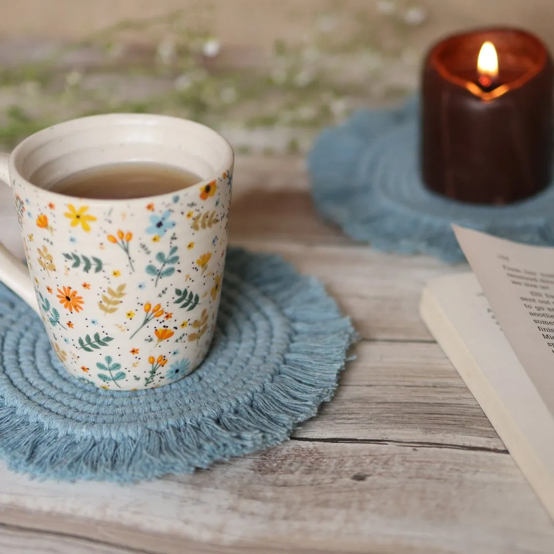 Handmade Macrame Grey Table Coasters - Set of 2