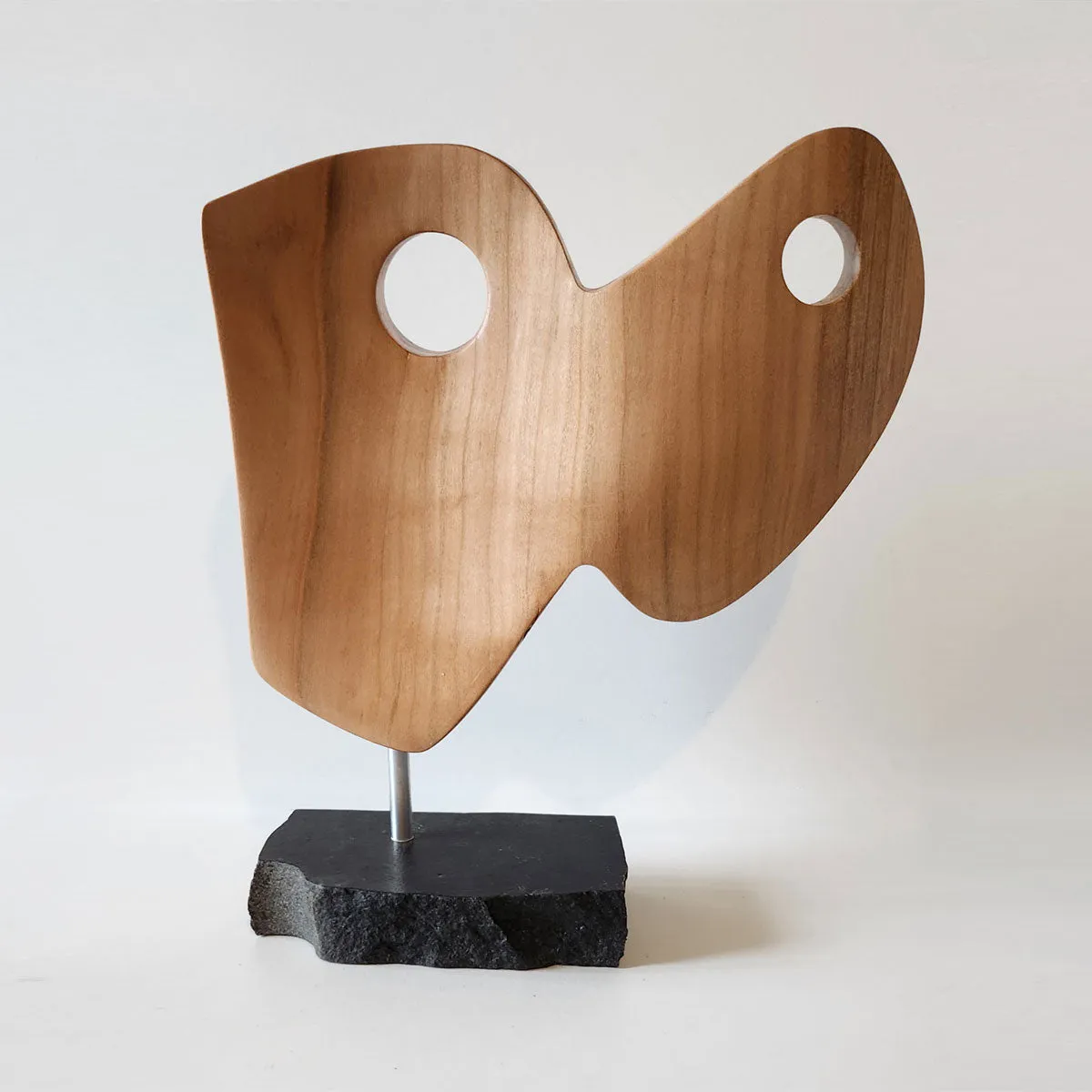 Harp - Cherry wood shelf sculptures with black granite base