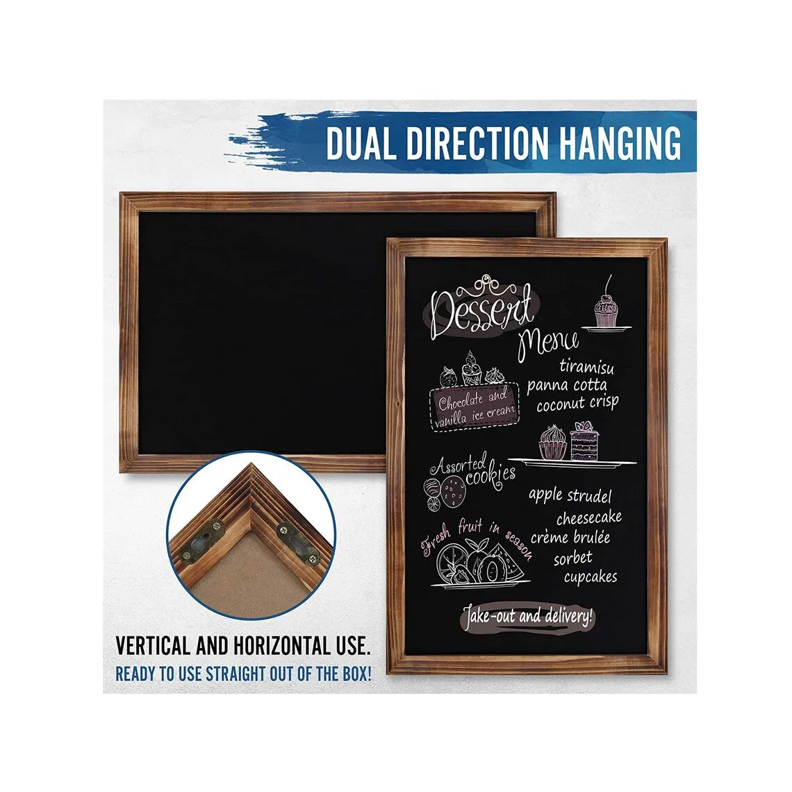 HBCY Creations Rustic Wood Wall Magnetic Chalkboard | small size 11 x 17 inches