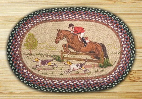 Hunt Scene Oval Patch Rug