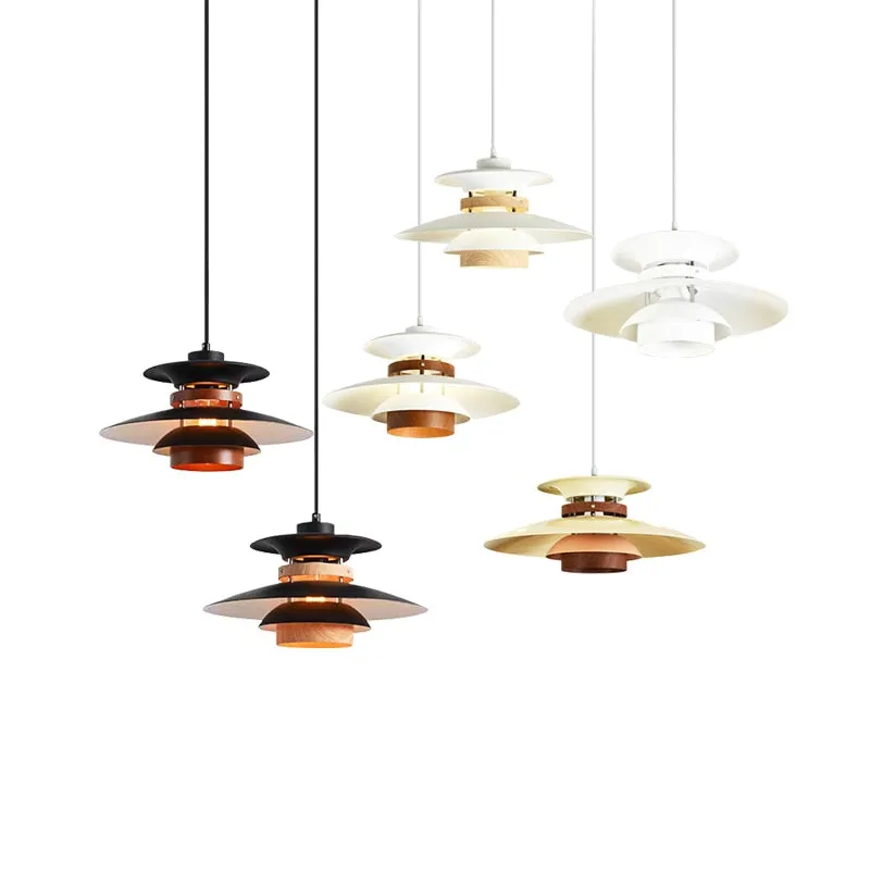 Kira Metal & Wood Layered LED Pendant Light