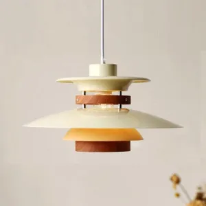 Kira Metal & Wood Layered LED Pendant Light