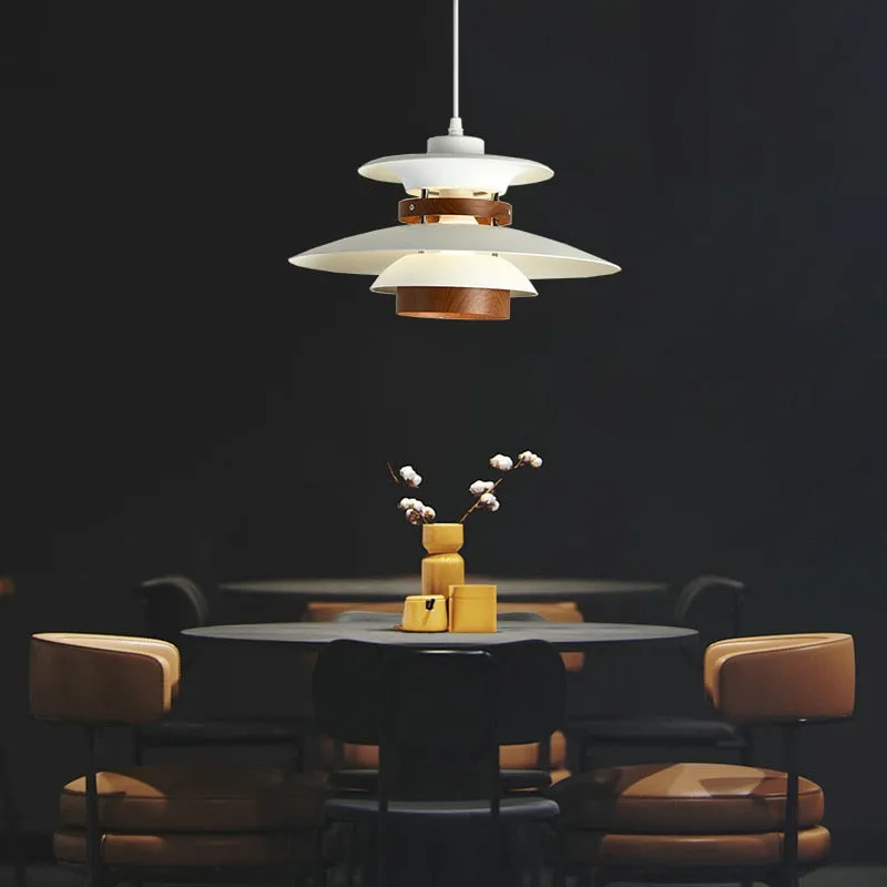 Kira Metal & Wood Layered LED Pendant Light