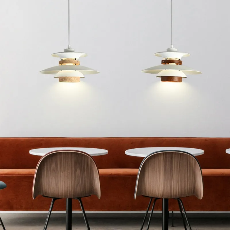 Kira Metal & Wood Layered LED Pendant Light