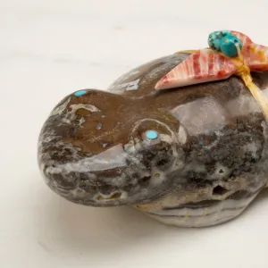 Leland Boone Utah Onyx Handmade Zuni Fetish Frog Carving