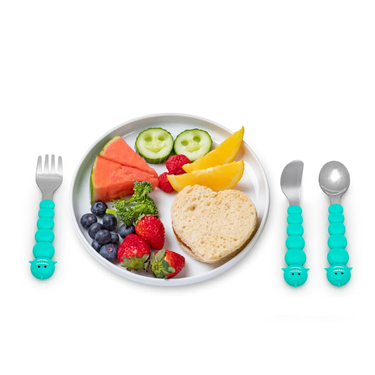 Melii Snack Containers & Utensil Set - Turquoise Shark & Brown Bear Snack Containers, Brown Bear & Blue Shark Utensil Set (6 Pcs) - BPA Free, Durable, Fun Designs