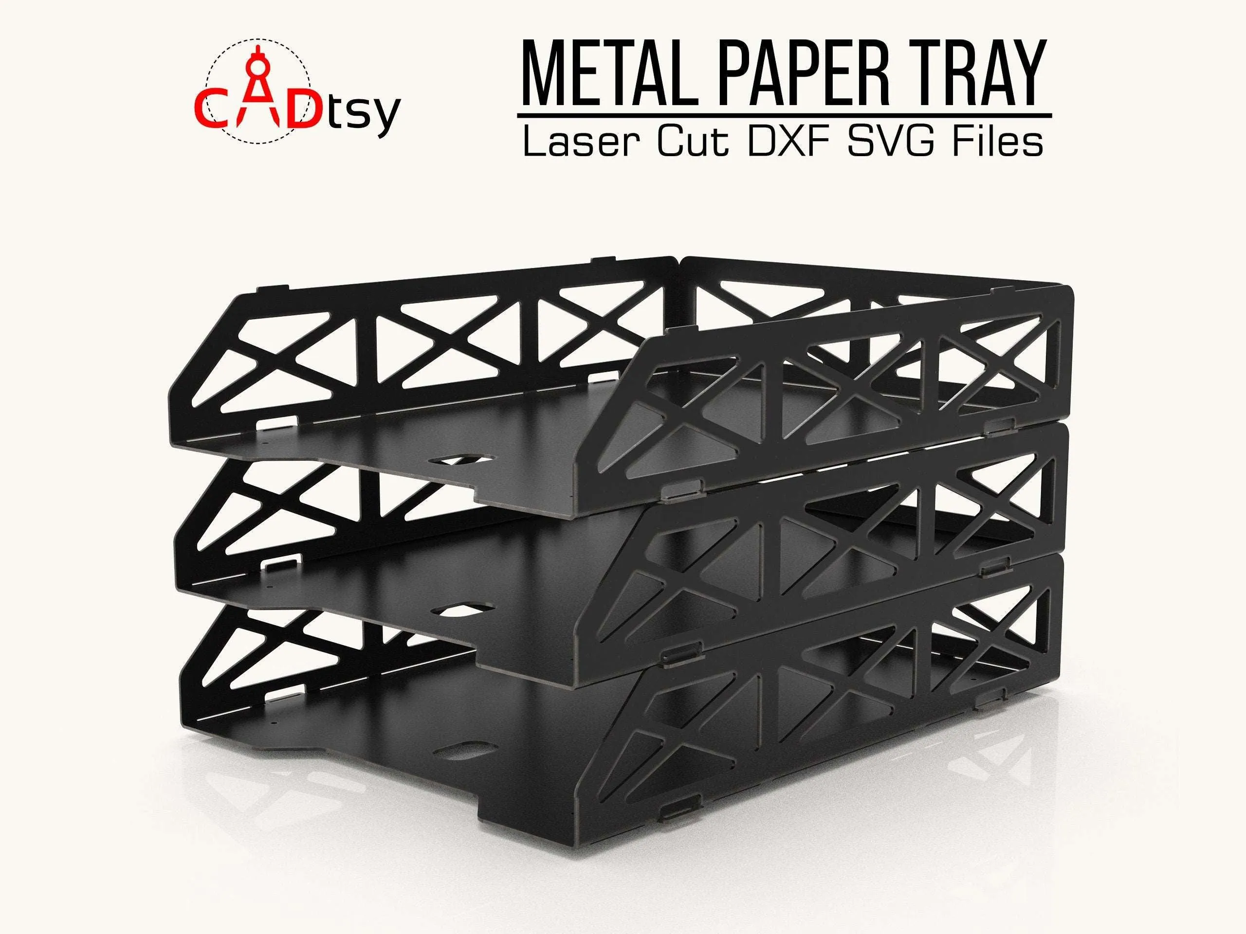 Metal Paper Tray DXF / SVG - CNC Laser / Plasma Cutting Files. A4 / Letter Document Organizer