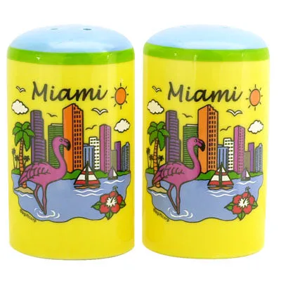 MIAMI Skyline Ceramic Salt or Pepper Shakers - Feature Miami Iconic Views- Miami Souvenirs 1 Count