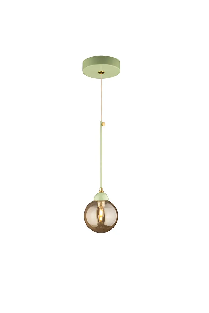 Mint Green Glass Dome Metal Ceiling Light