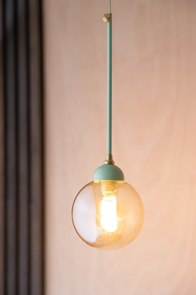 Mint Green Glass Dome Metal Ceiling Light