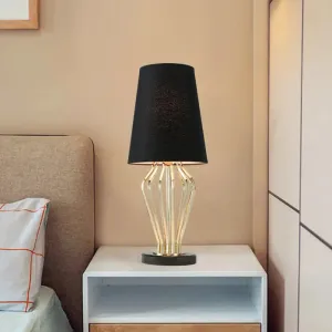 Modern 1-Bulb Black Task Lamp with Conical Fabric Shade: Ideal Reading Book Light