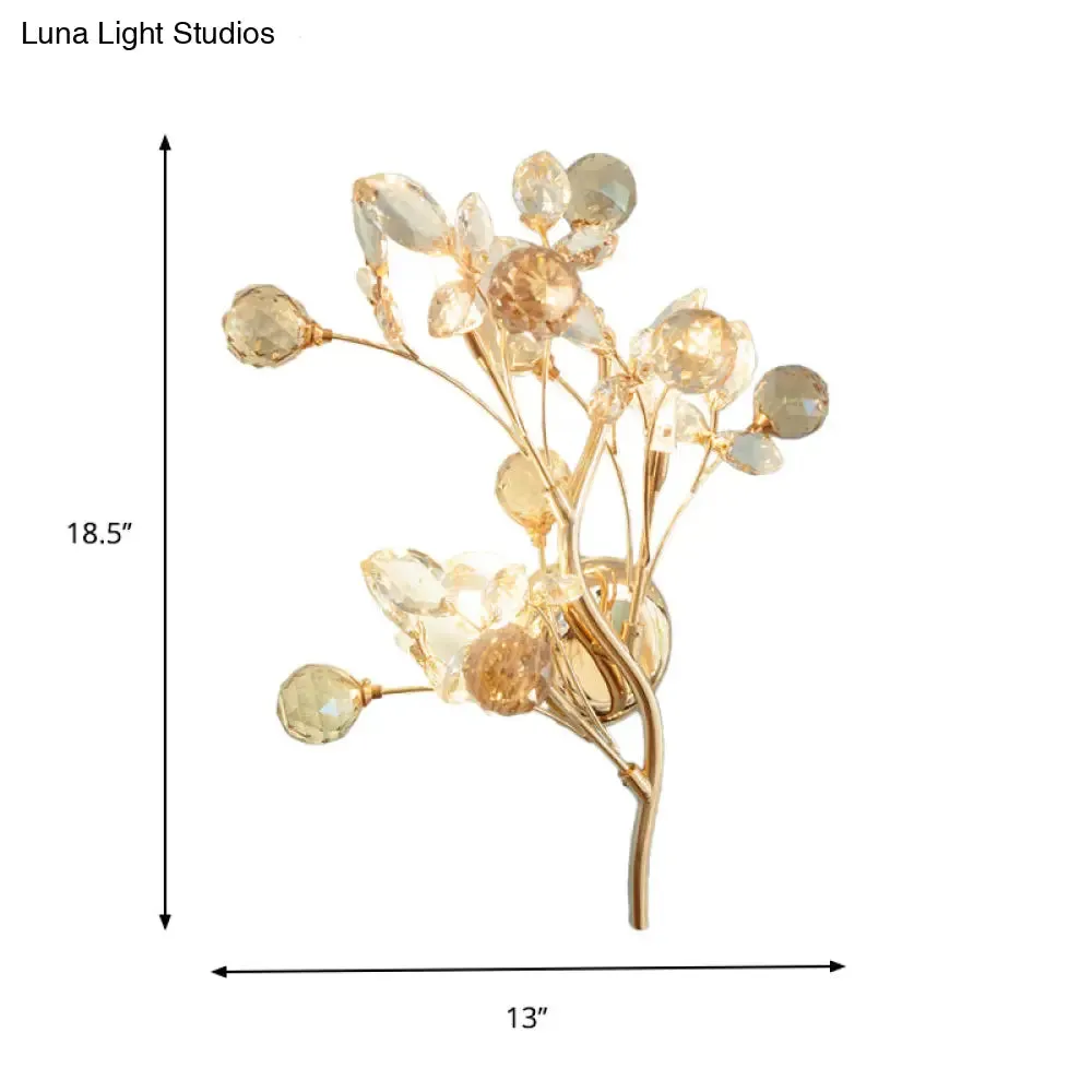 Modern Beveled Crystal Gold Wall Sconce Light Branch with 3 Heads- Stylish Lighting Fixture