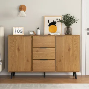 modern Mid Century Sideboard Buffet with 3 Drawers,2Door Accent Cabinet for Entryway,Natural,29"H