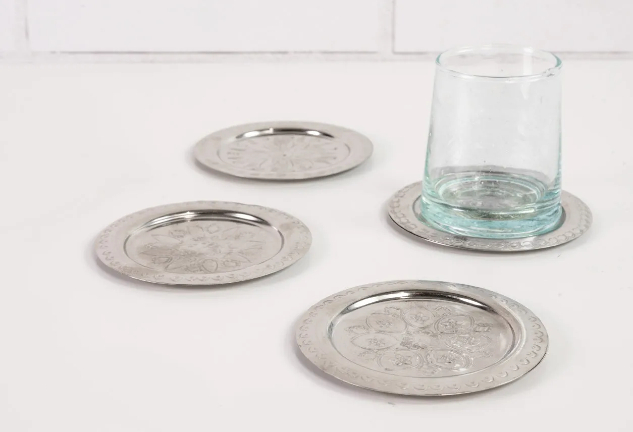 Moroccan Berber Silver Coasters-Set of 4 by Verve Culture