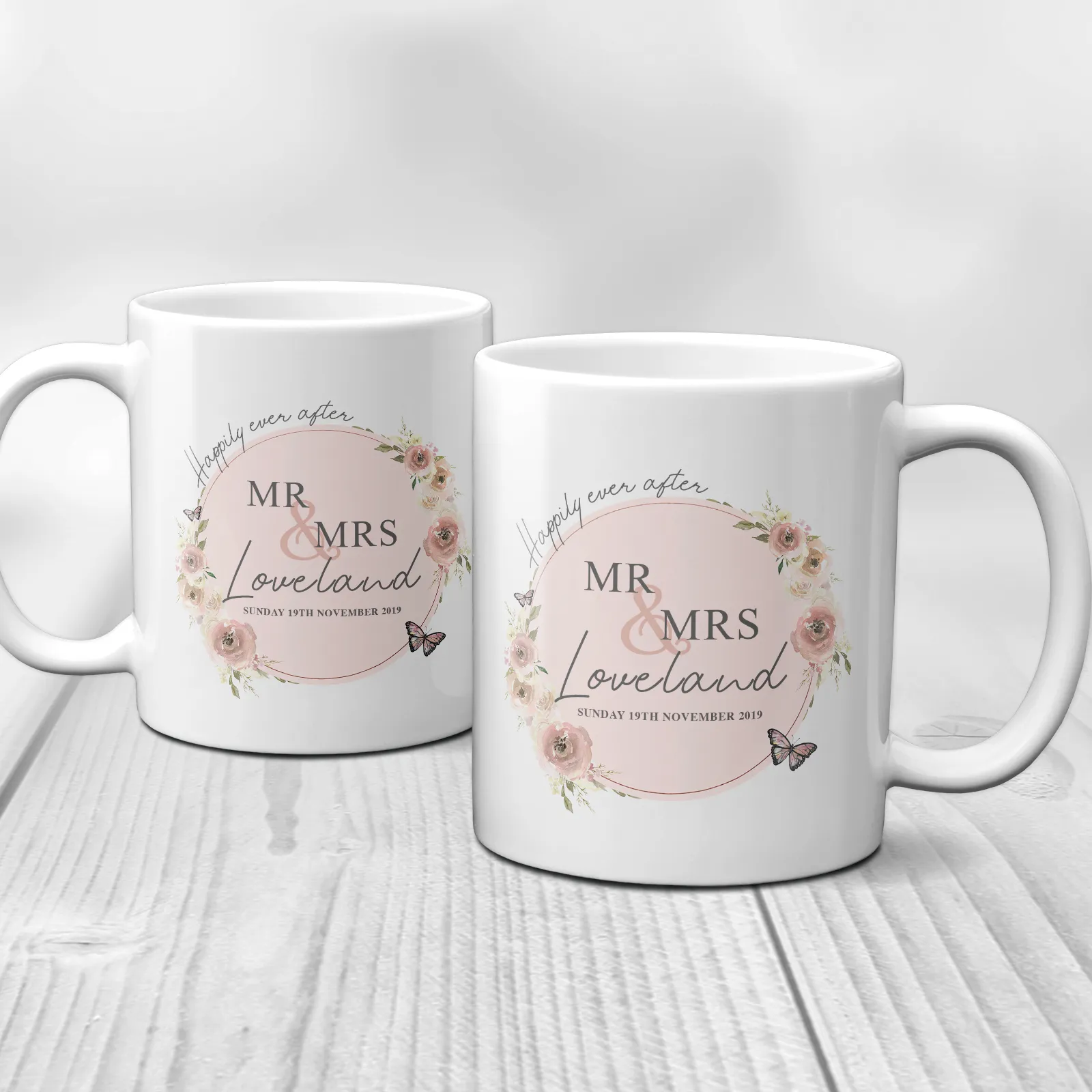 Mr & Mrs Happily Ever After Personalised Engagement Mug