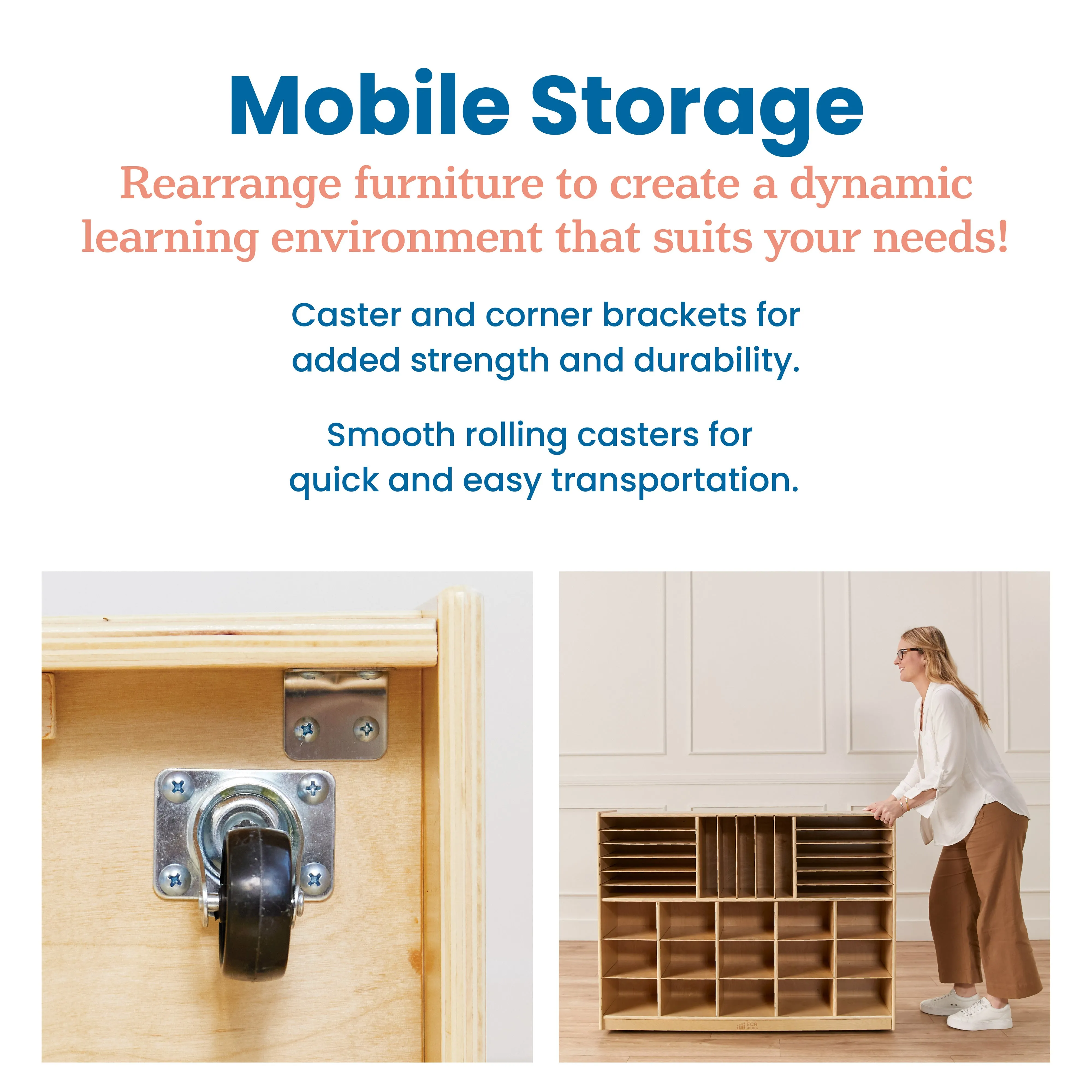 Multi-Section Mobile Storage Cabinet, Classroom Furniture