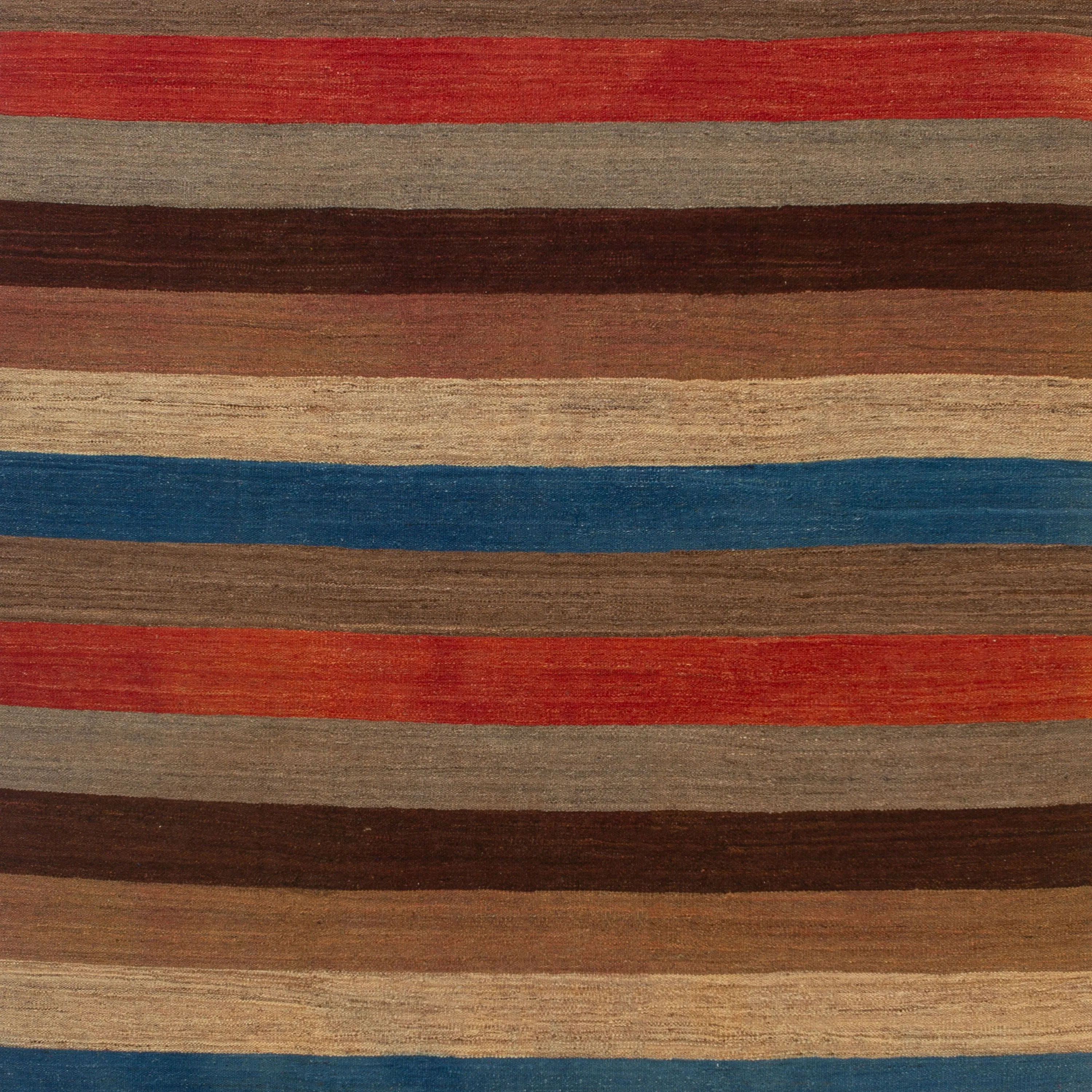 Multicolored Flatweave Wool Rug - 7'7" x 11'9"