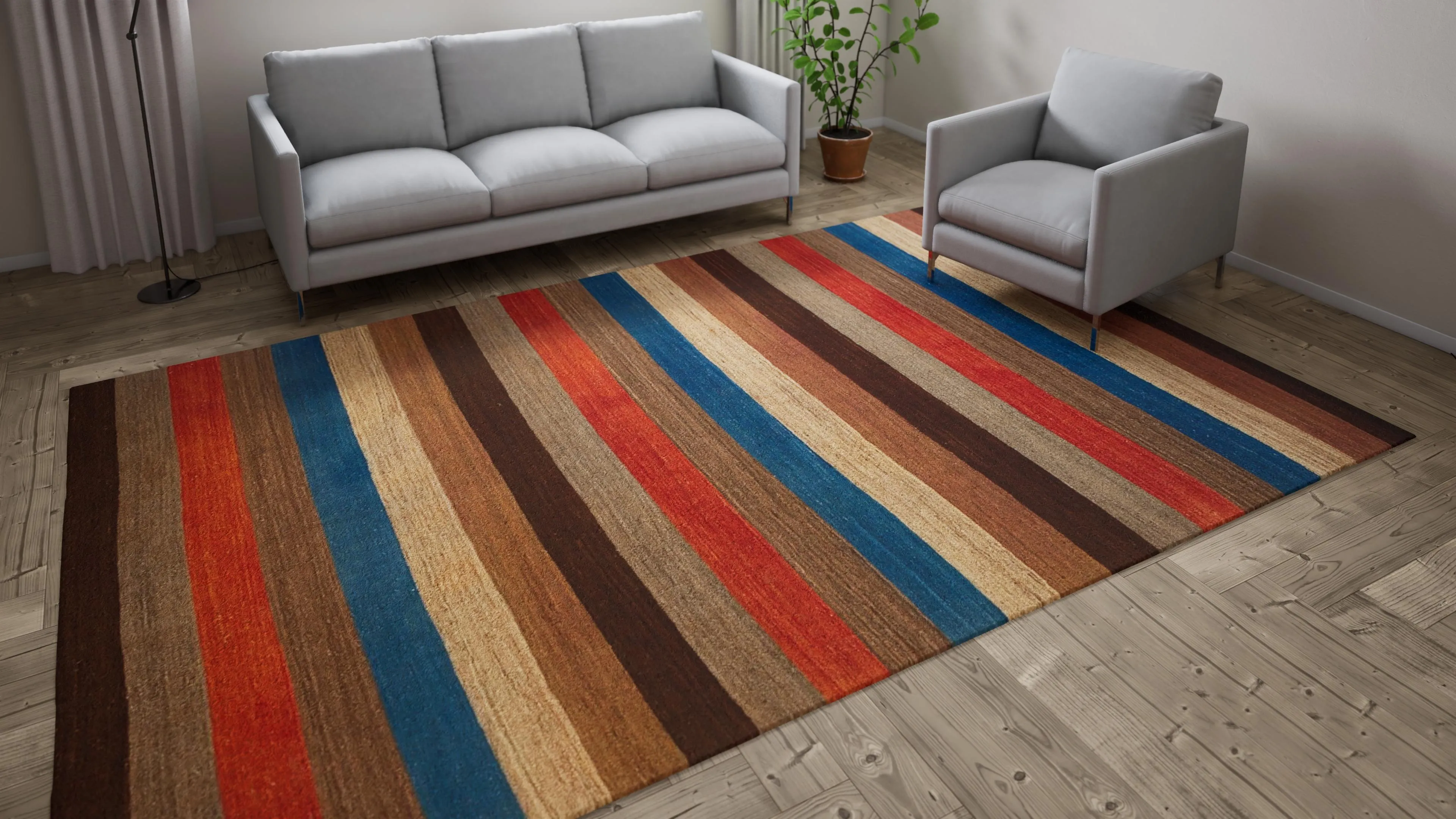 Multicolored Flatweave Wool Rug - 7'7" x 11'9"