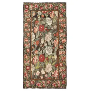 Multicolored Turkish Flatweave Wool Rug - 6'7" x 13'2"