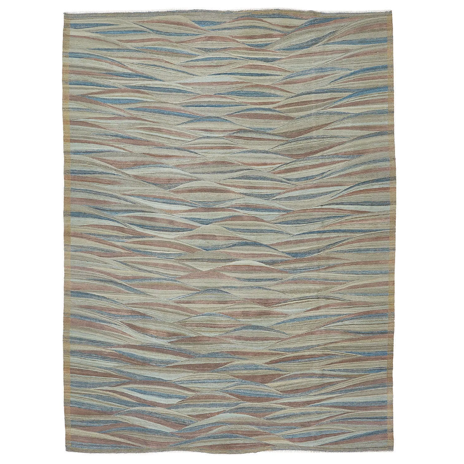 Multicolored Turkish Flatweave Wool Rug - 8'11" x 12'1"