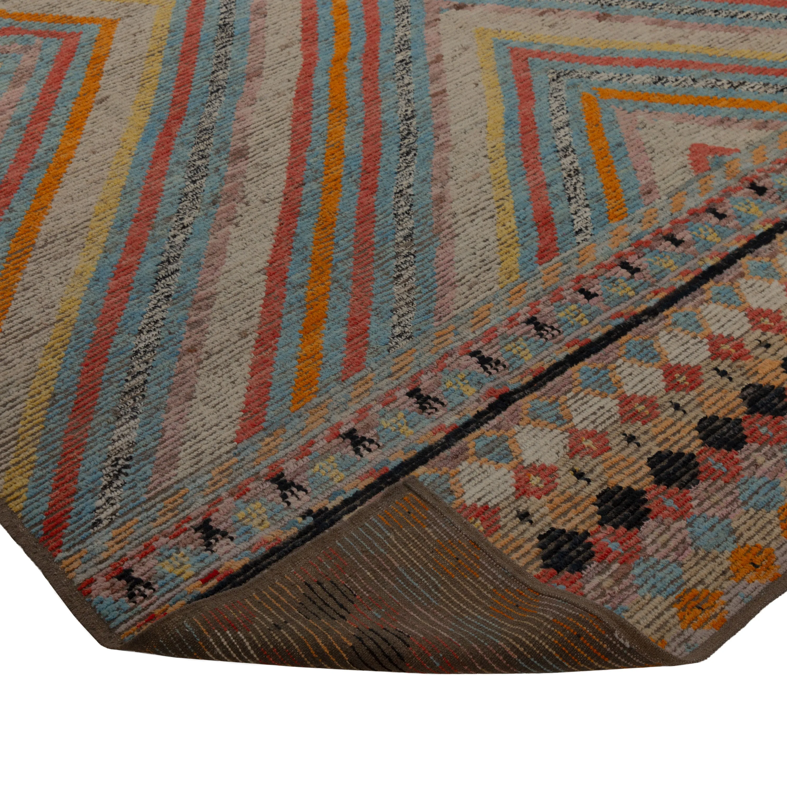 Multicolored Zameen Transitional Wool Rug - 9'6" x 12'