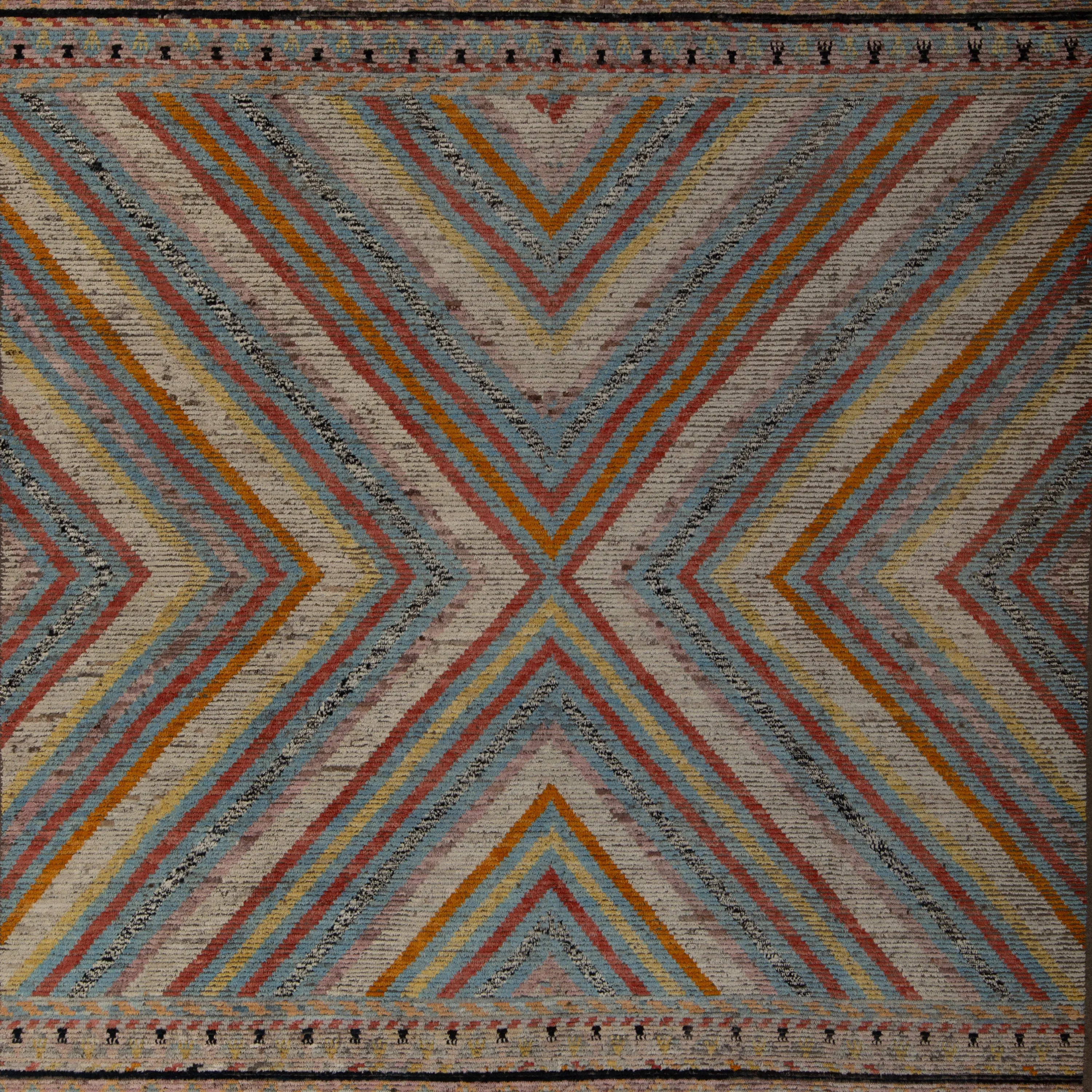 Multicolored Zameen Transitional Wool Rug - 9'6" x 12'