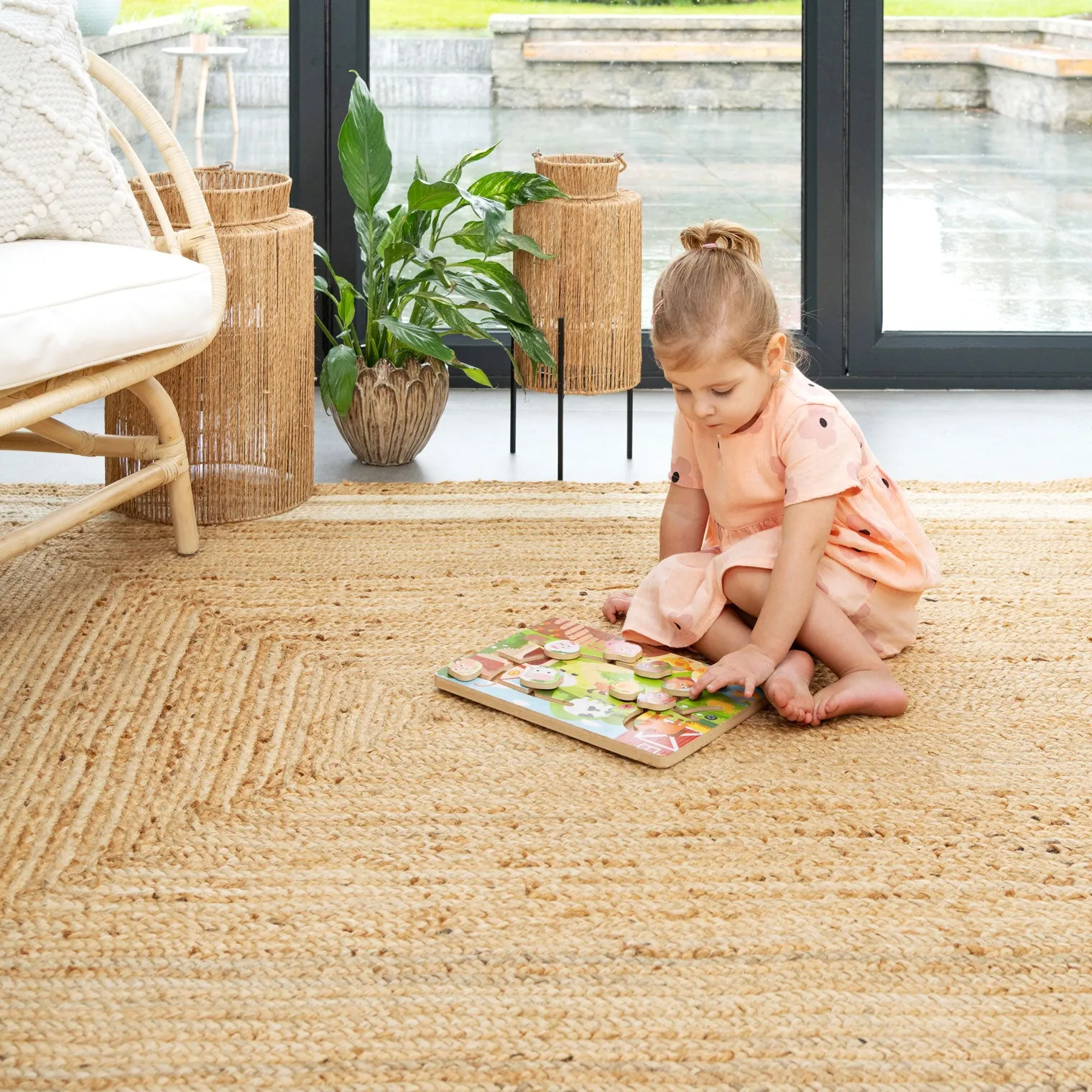 Natural Bordered Jute Rug - Laurel