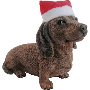 Ornament-Red Dachshund Sitting with a Santa Hat