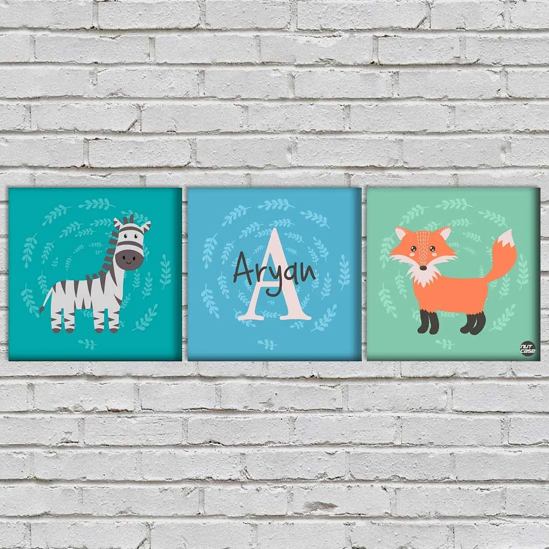 Personalized Nursery Wall Art  -Zebra and Fox