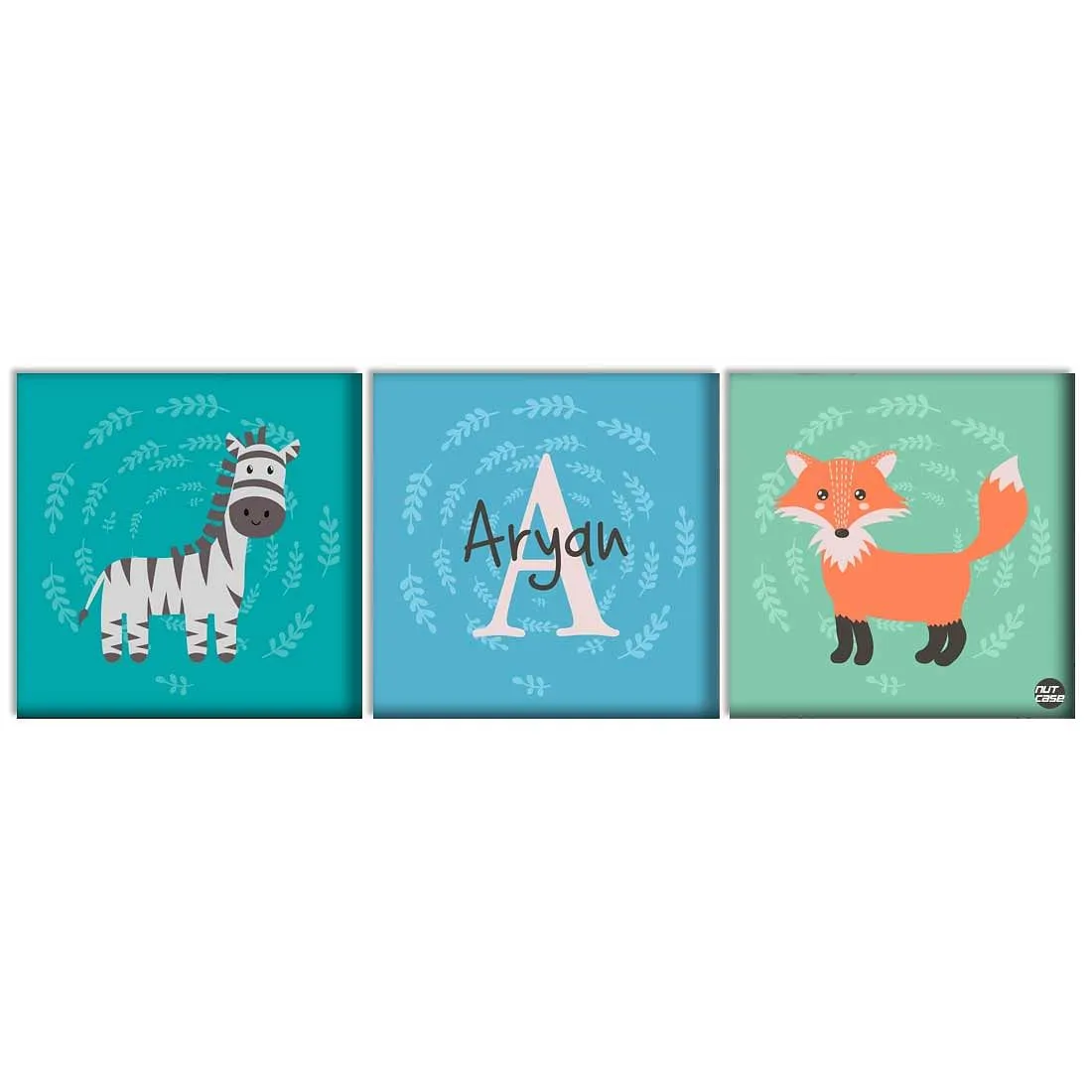 Personalized Nursery Wall Art  -Zebra and Fox