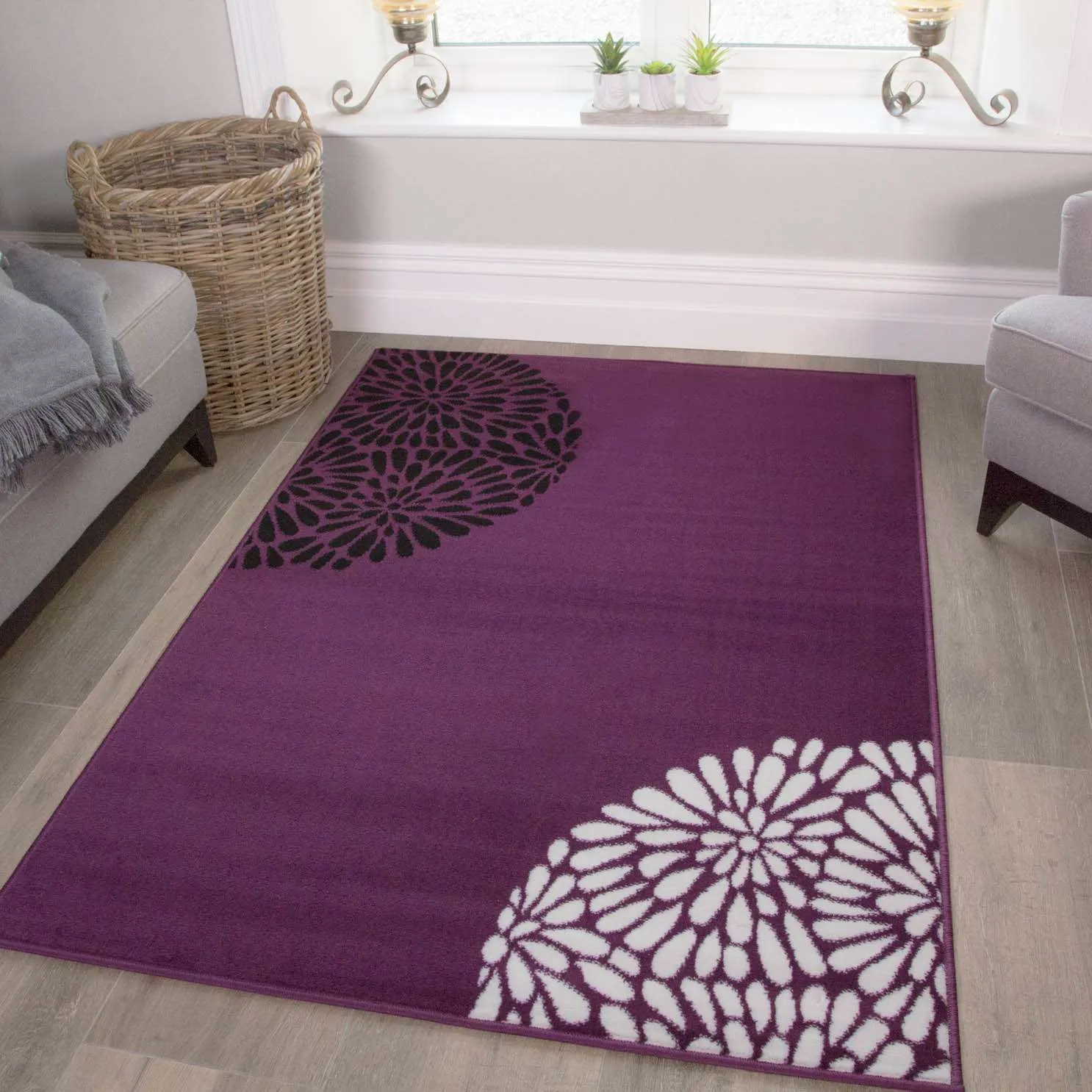 Purple and Black Modern Rug