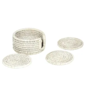 Set of Six 'Rattan' Round Coasters