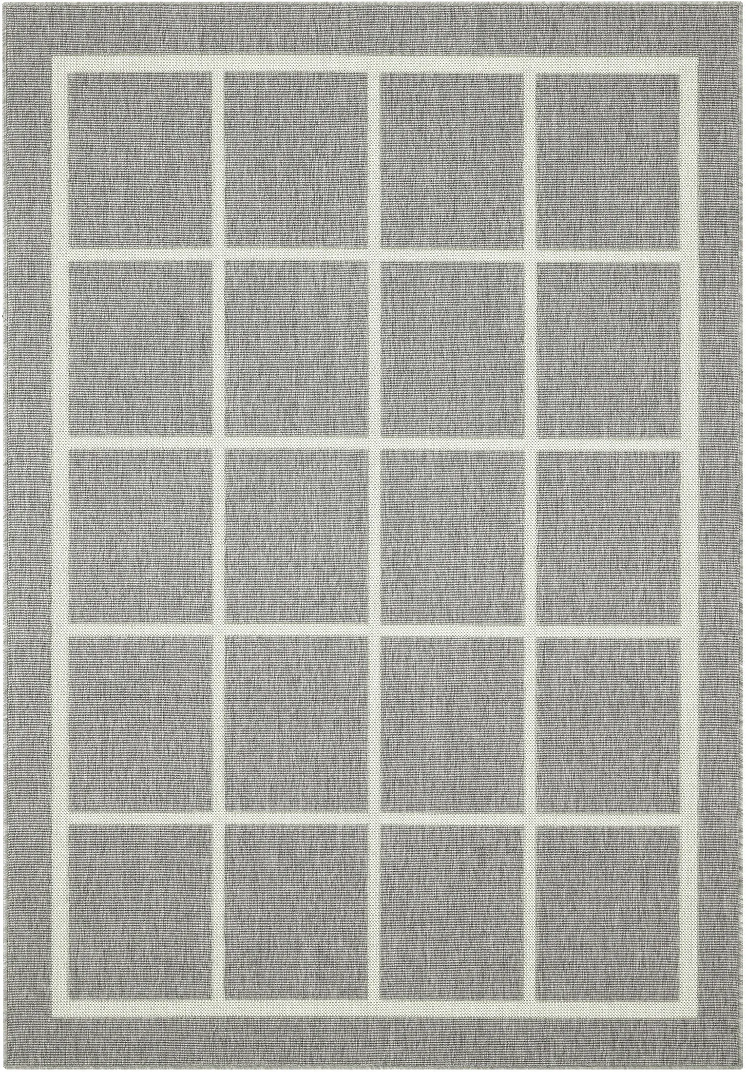 Silver Grid Geometric Check Pattern Area Rug (Silver Grey, 120 x 170cm)