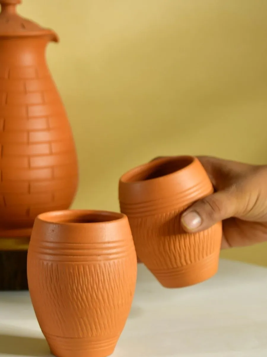 Terracotta Lassi Mug Set: Artisanal Elegance, Functional Design.