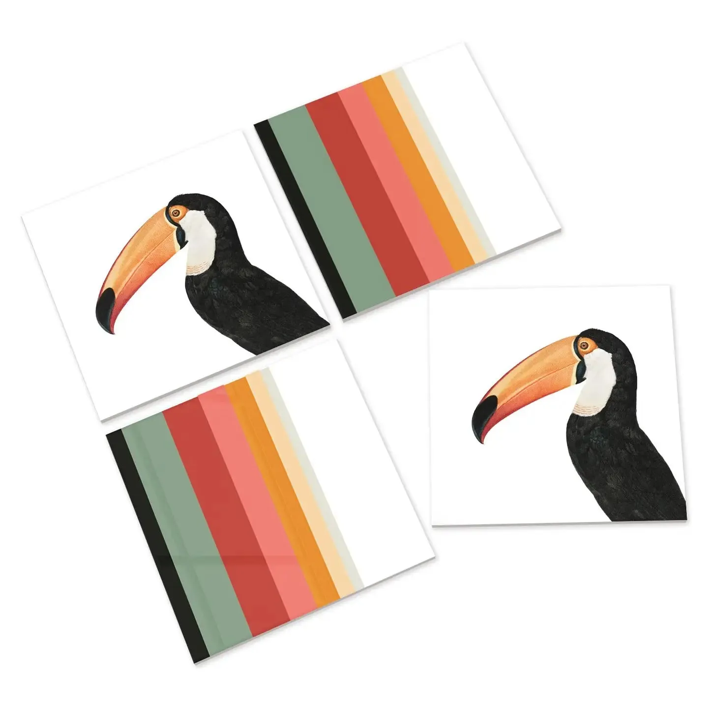 TOUCAN RAINBOW COASTERS, CERAMIC, SET OF 4