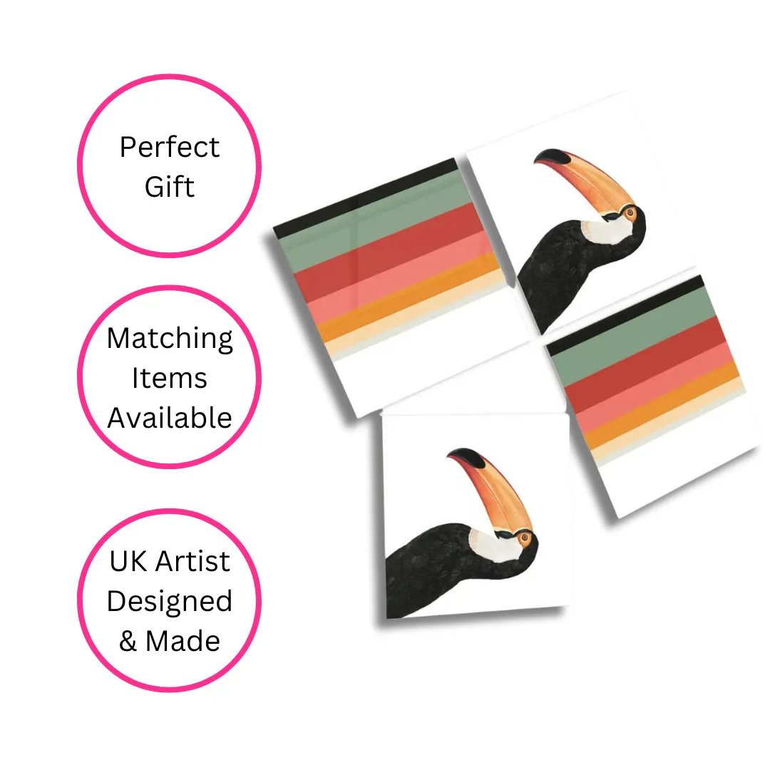 TOUCAN RAINBOW COASTERS, CERAMIC, SET OF 4